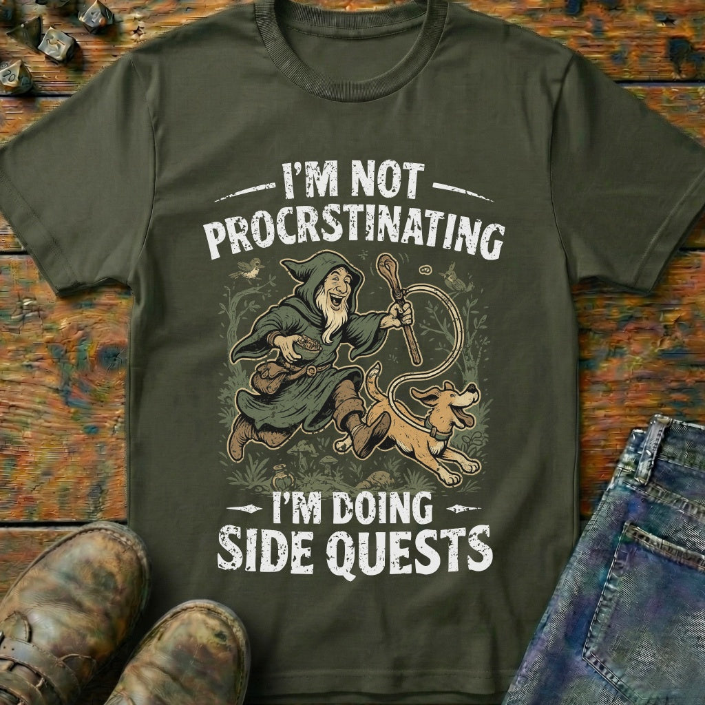 I'm Doing Side Quests Druid Dog T-Shirt (Intentional Distressed Look)