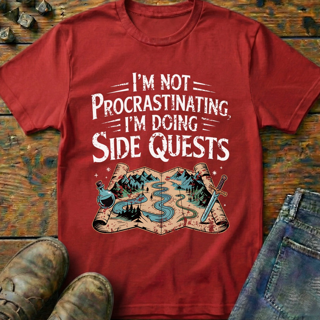 I'm Doing Side Quests Map T-Shirt (Intentional Distressed Look)