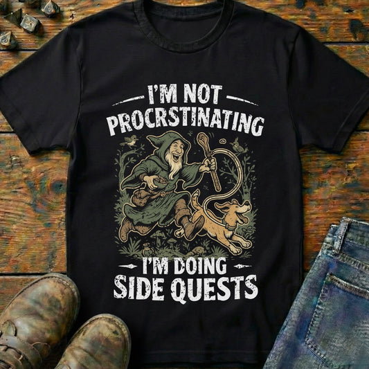 I'm Doing Side Quests Druid Dog T-Shirt (Intentional Distressed Look)