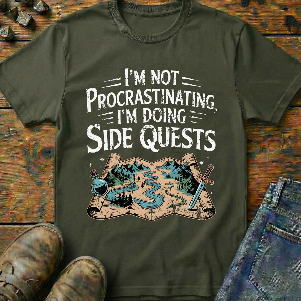 I'm Doing Side Quests Map T-Shirt (Intentional Distressed Look)