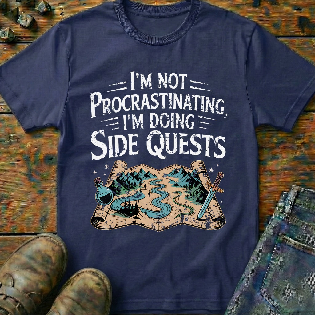 I'm Doing Side Quests Map T-Shirt (Intentional Distressed Look)