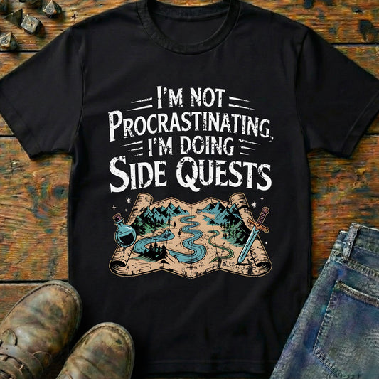 I'm Doing Side Quests Map T-Shirt (Intentional Distressed Look)