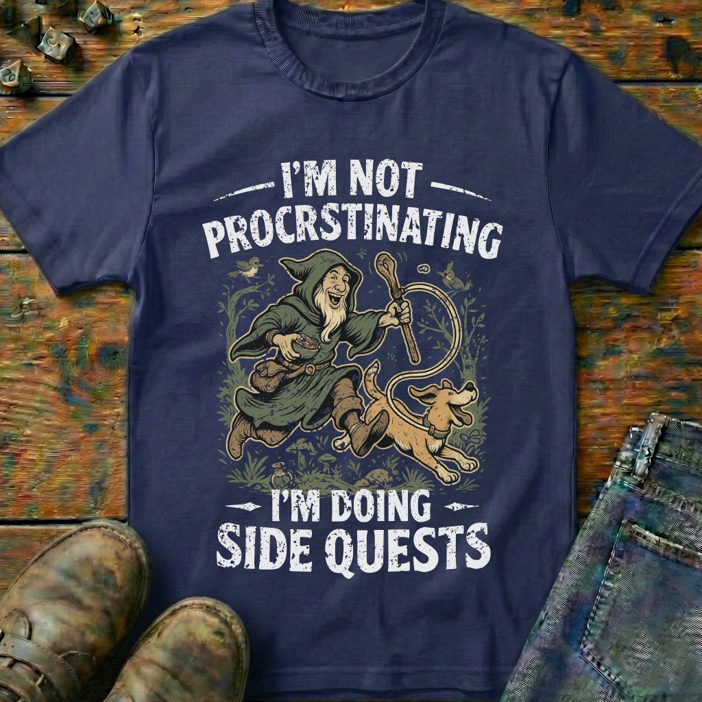 I'm Doing Side Quests Druid Dog T-Shirt (Intentional Distressed Look)