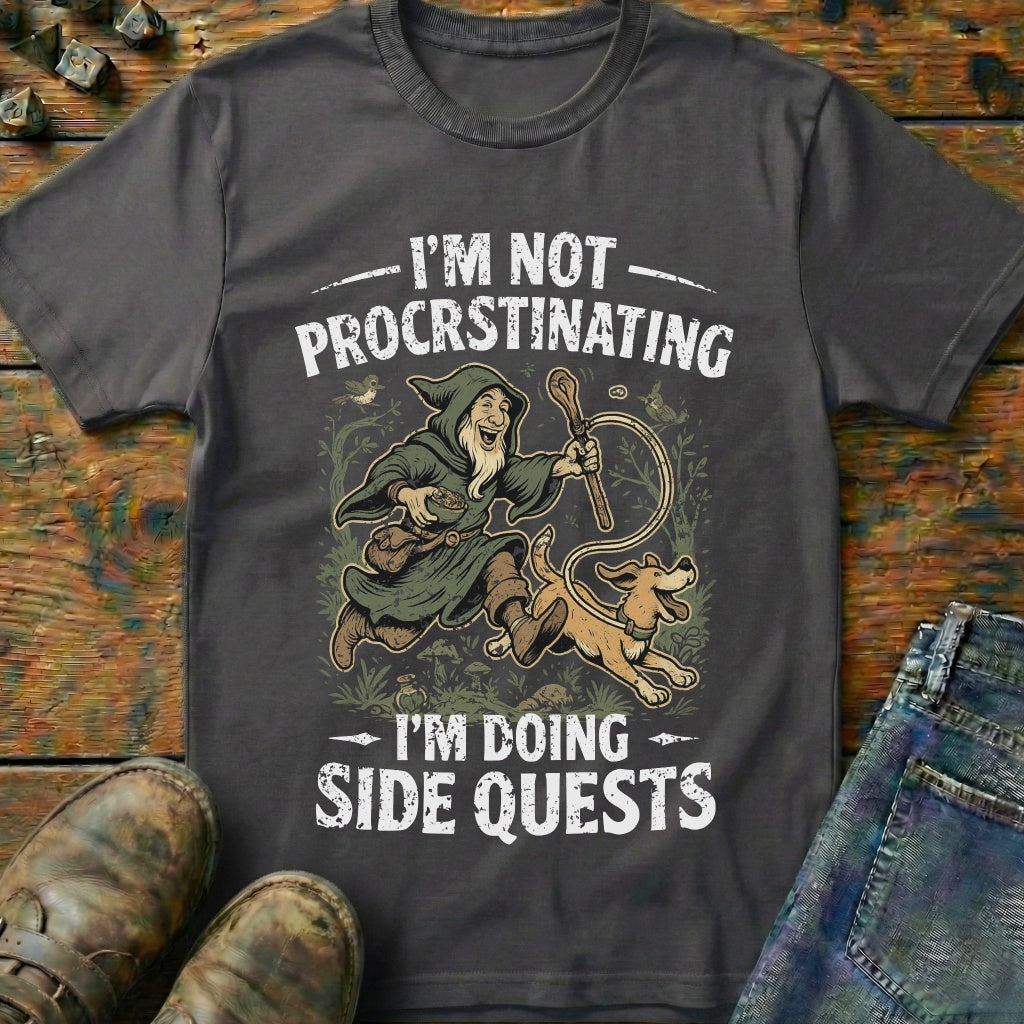 I'm Doing Side Quests Druid Dog T-Shirt (Intentional Distressed Look)