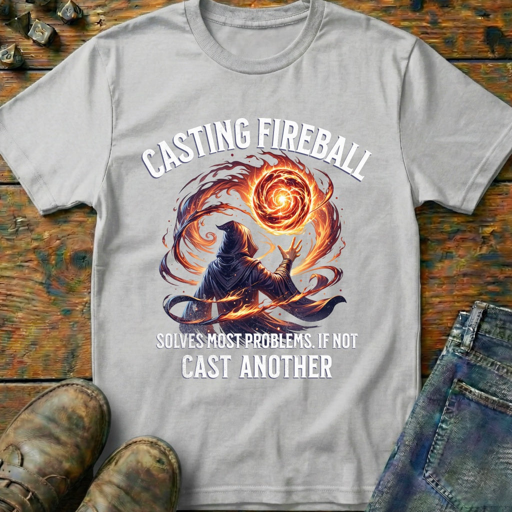 Casting Fireball Wizard T-Shirt