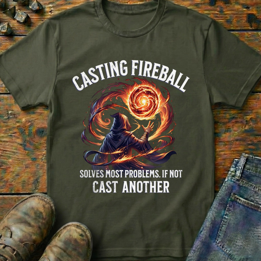 Casting Fireball Wizard T-Shirt