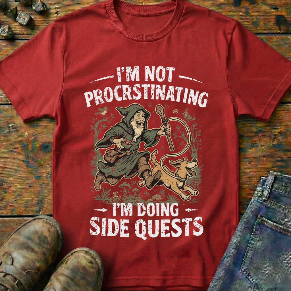I'm Doing Side Quests Druid Dog T-Shirt (Intentional Distressed Look)